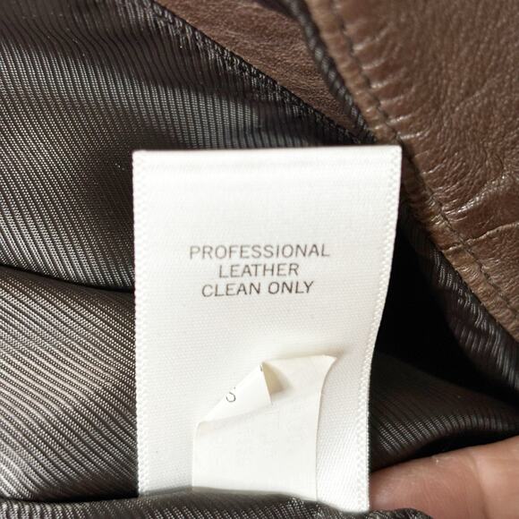 Banana Republic Brown Leather Bomber Jacket Mens M Full Zip Band Collar Lined - Picture 10 of 13